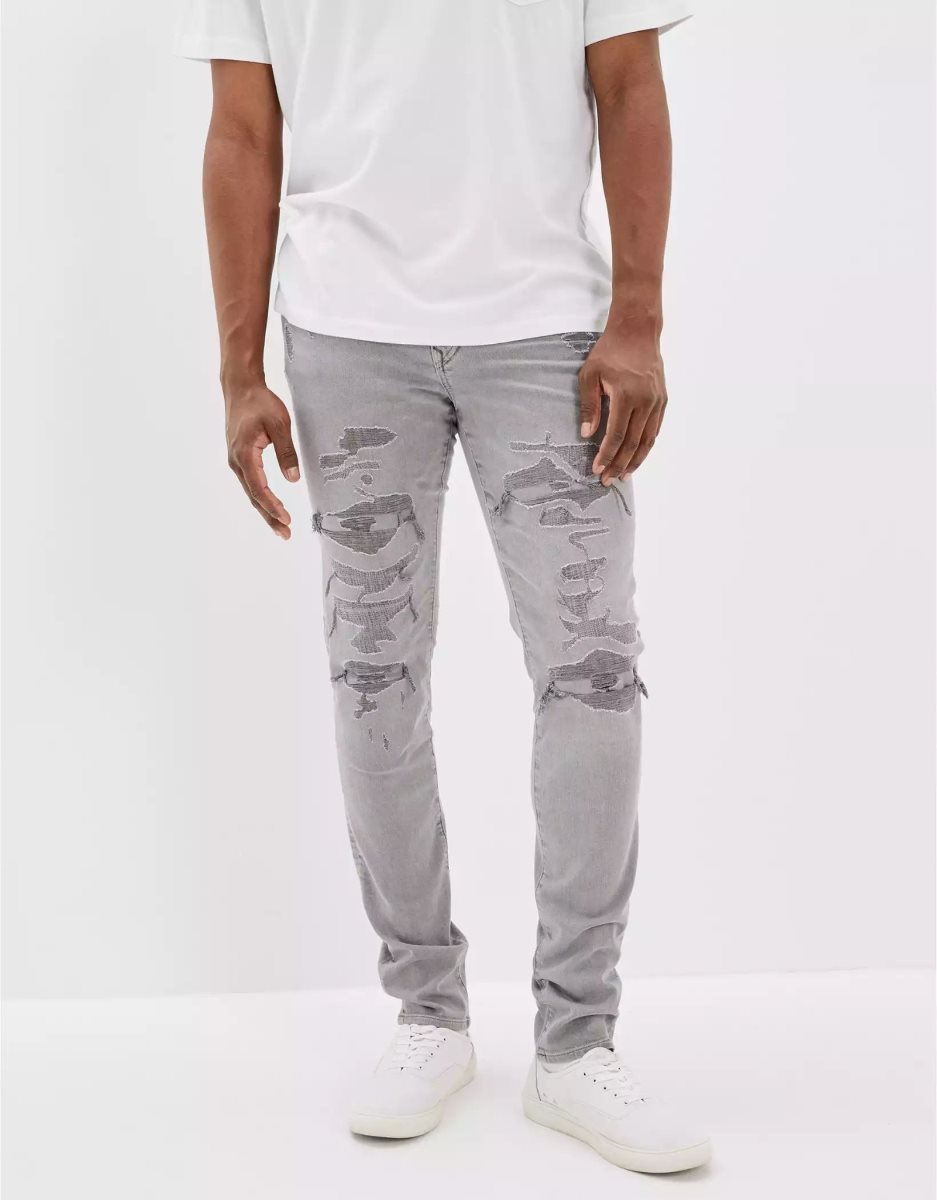 Jean American Eagle AE AirFlexPatched Slim Grise Homme | XGG-61128688